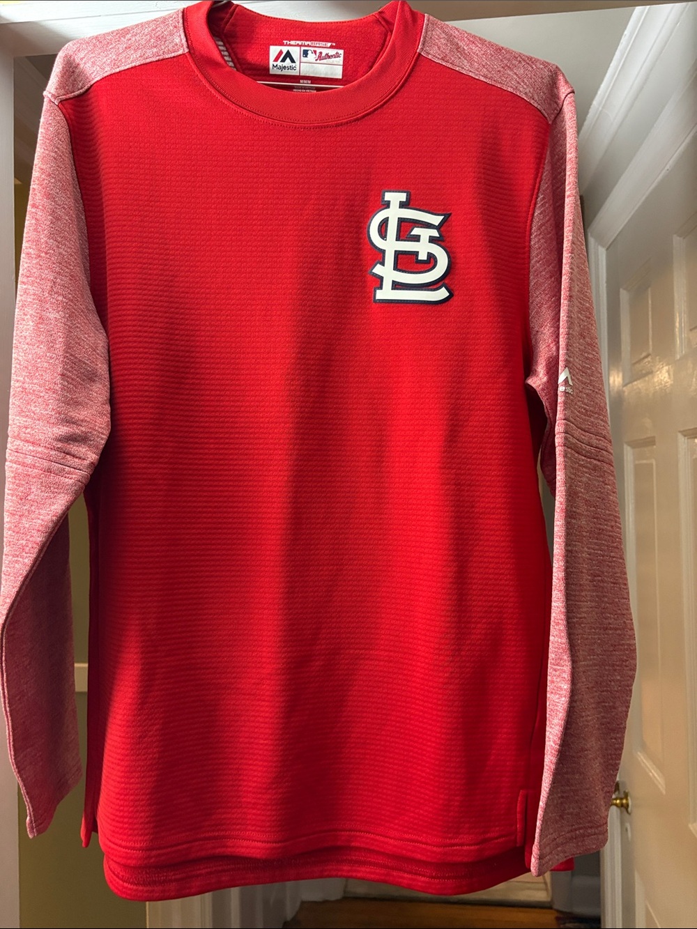 St Louis Cardinals Red with Heathered Sleeves Long-Sleeve Shirt